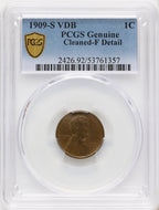 1909-S 1C VDB BN Genuine Lincoln Cent Genuine PCGS F12