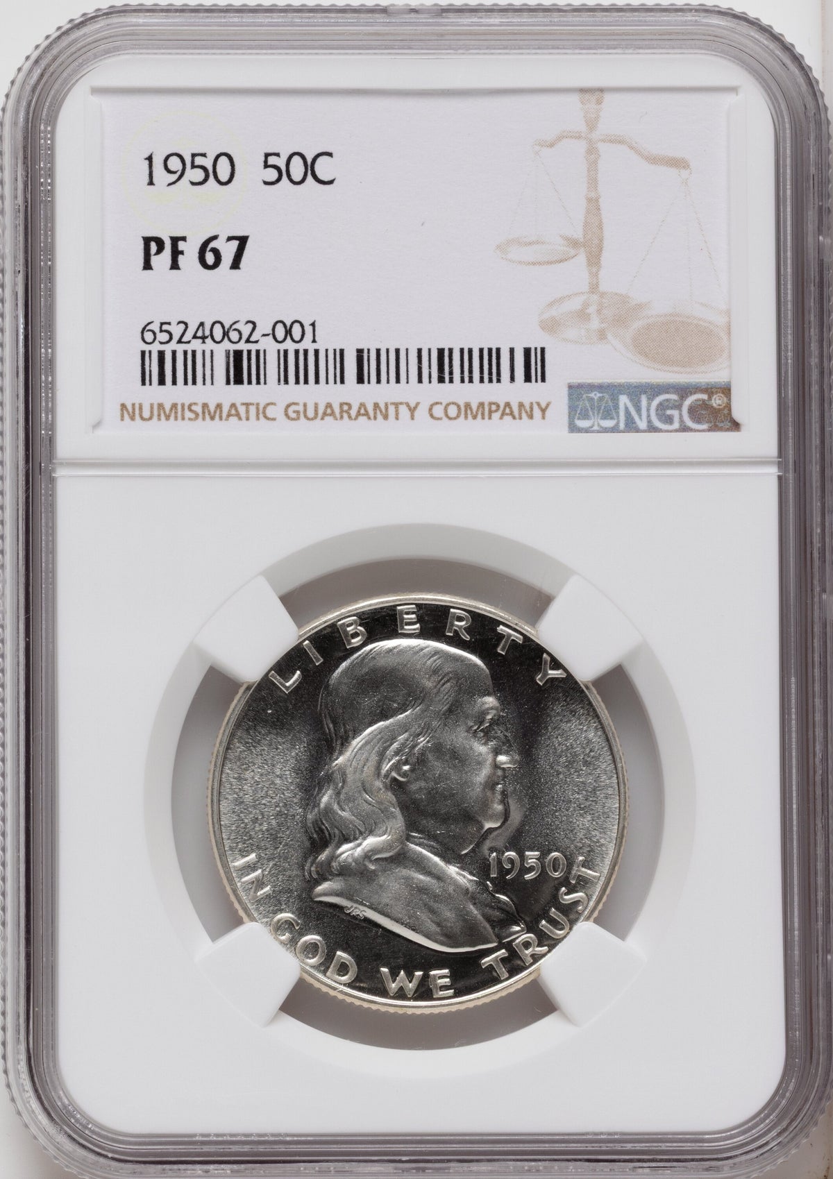 1950 50C Proof Franklin Half Dollar NGC PR67