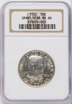 1922 50C Grant With Star Commemorative Silver NGC MS66