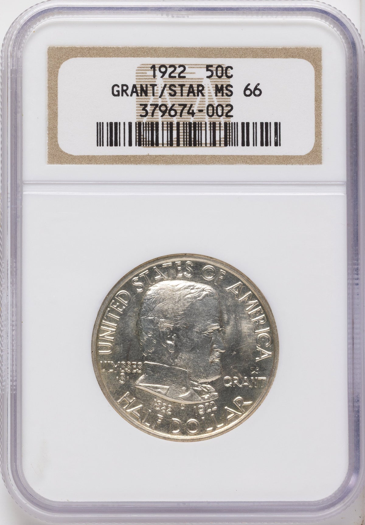 1922 50C Grant With Star Commemorative Silver NGC MS66