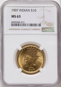 1907 $10 No Motto Indian Eagle NGC MS63