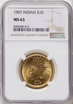 1907 $10 No Motto Indian Eagle NGC MS63