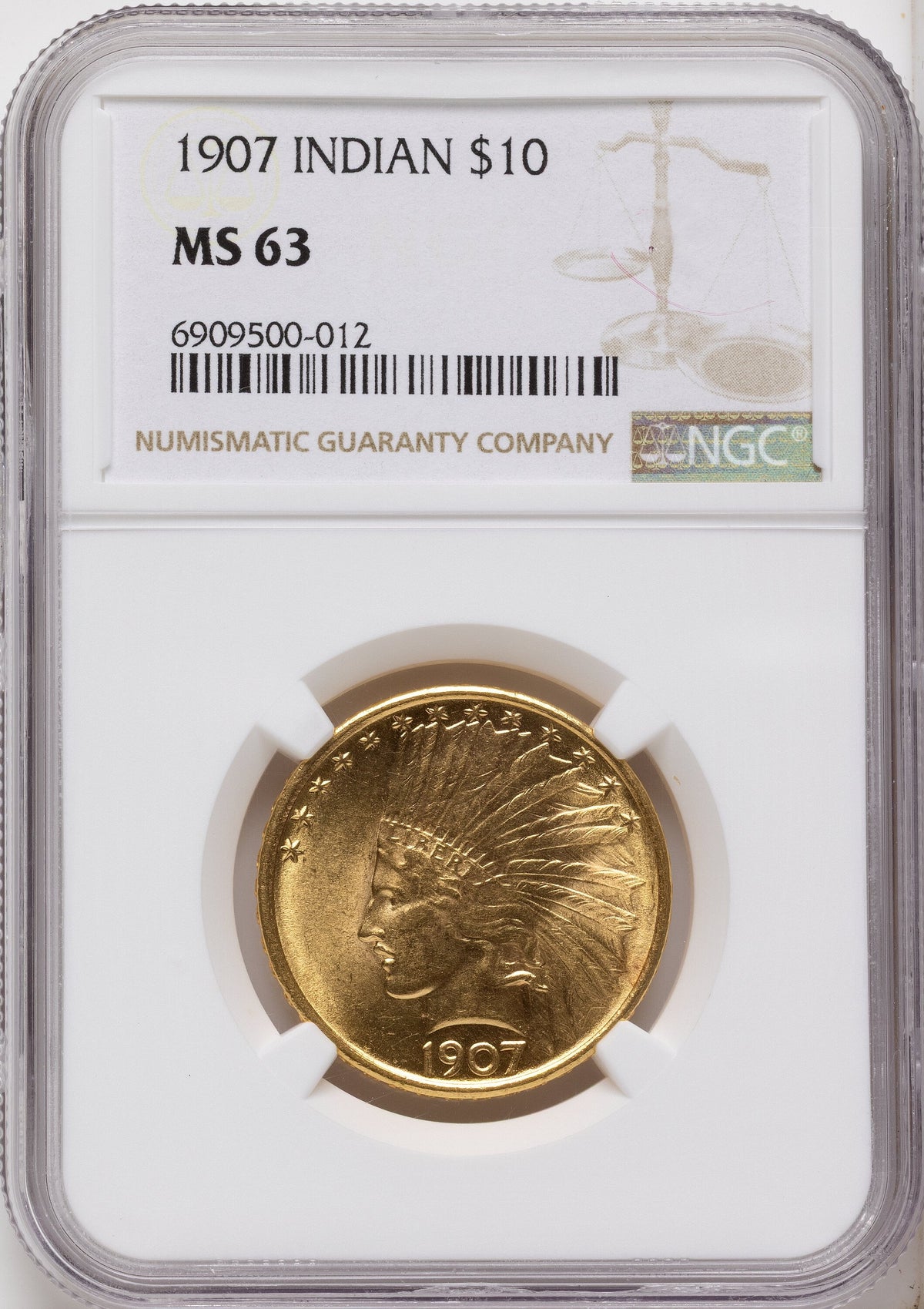 1907 $10 No Motto Indian Eagle NGC MS63