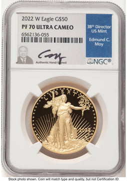 2022-W Proof Gold Eagle 1 oz NGC PF70 Ed Moy
