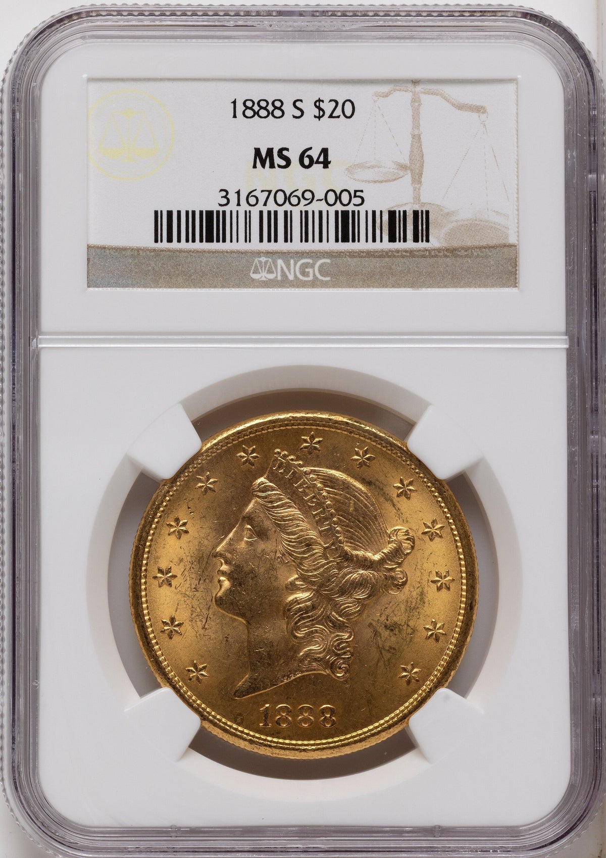 1888-S $20 Liberty Double Eagle NGC MS64