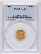 1855 G$1 Type Two Gold Dollar PCGS AU55