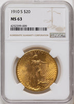 1910-S $20 Saint-Gaudens Double Eagle NGC MS63