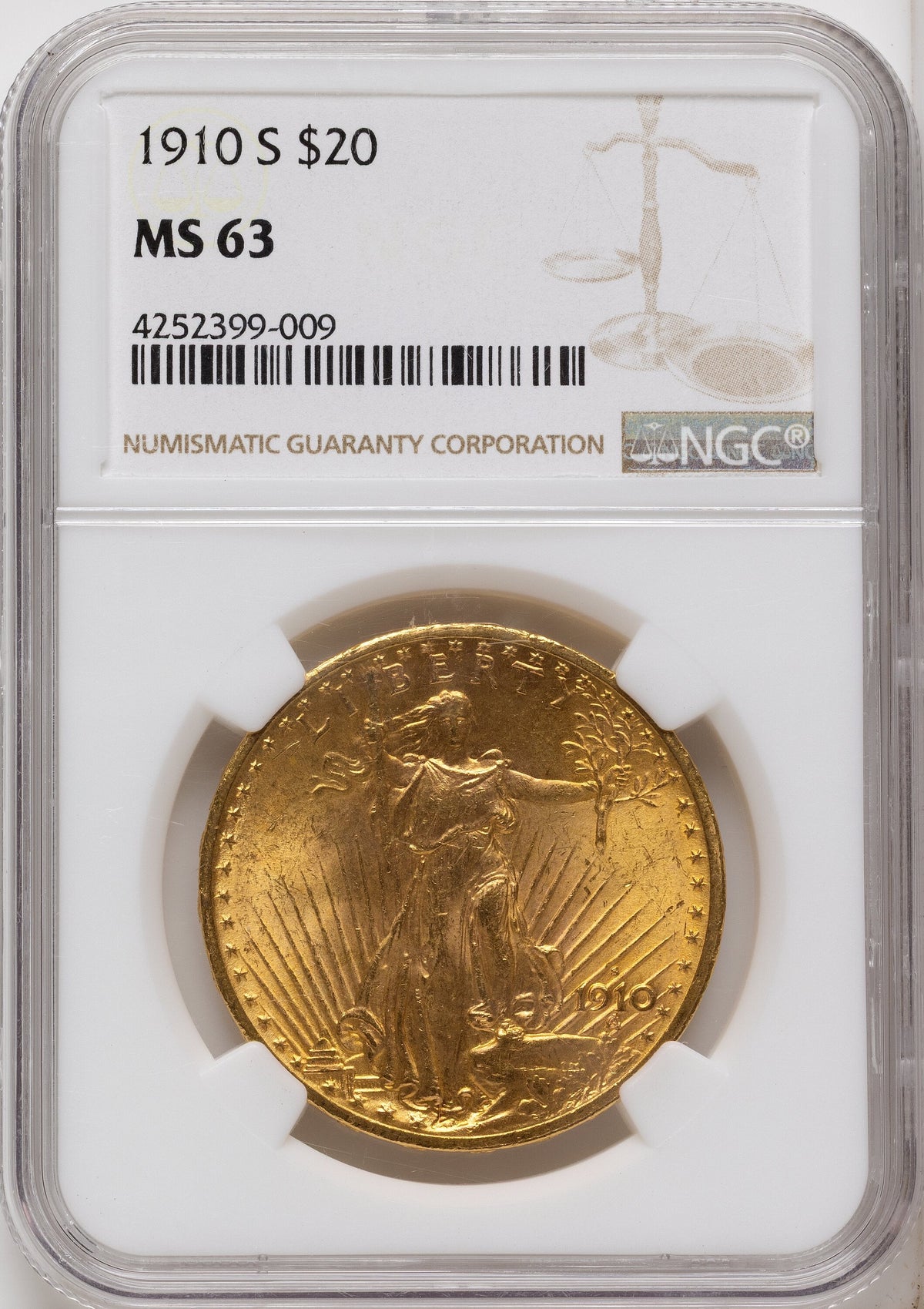 1910-S $20 Saint-Gaudens Double Eagle NGC MS63