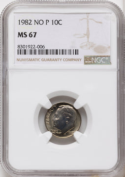 1982 10C NO P Roosevelt Dime NGC MS67