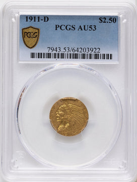 1911-D $2.50 Indian Quarter Eagle PCGS AU53