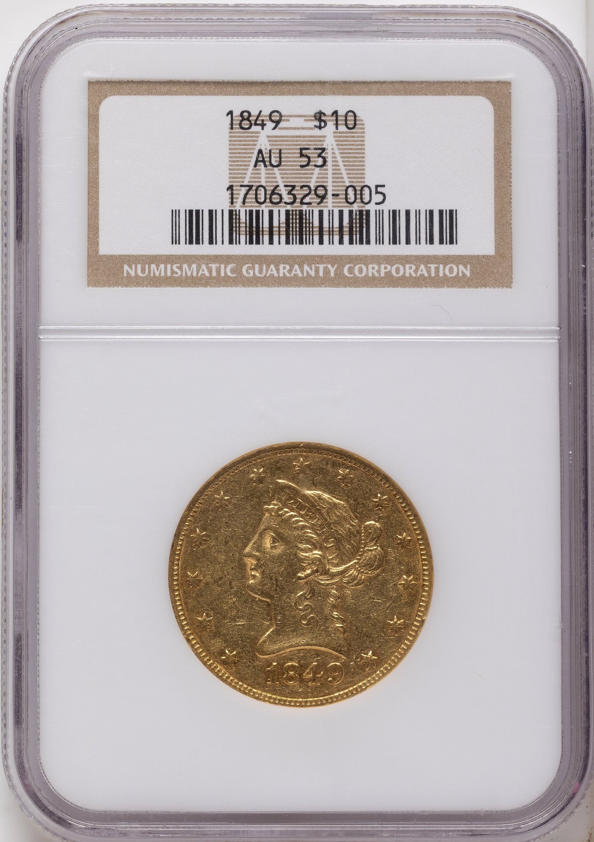 1849 $10 Liberty Eagle NGC AU53