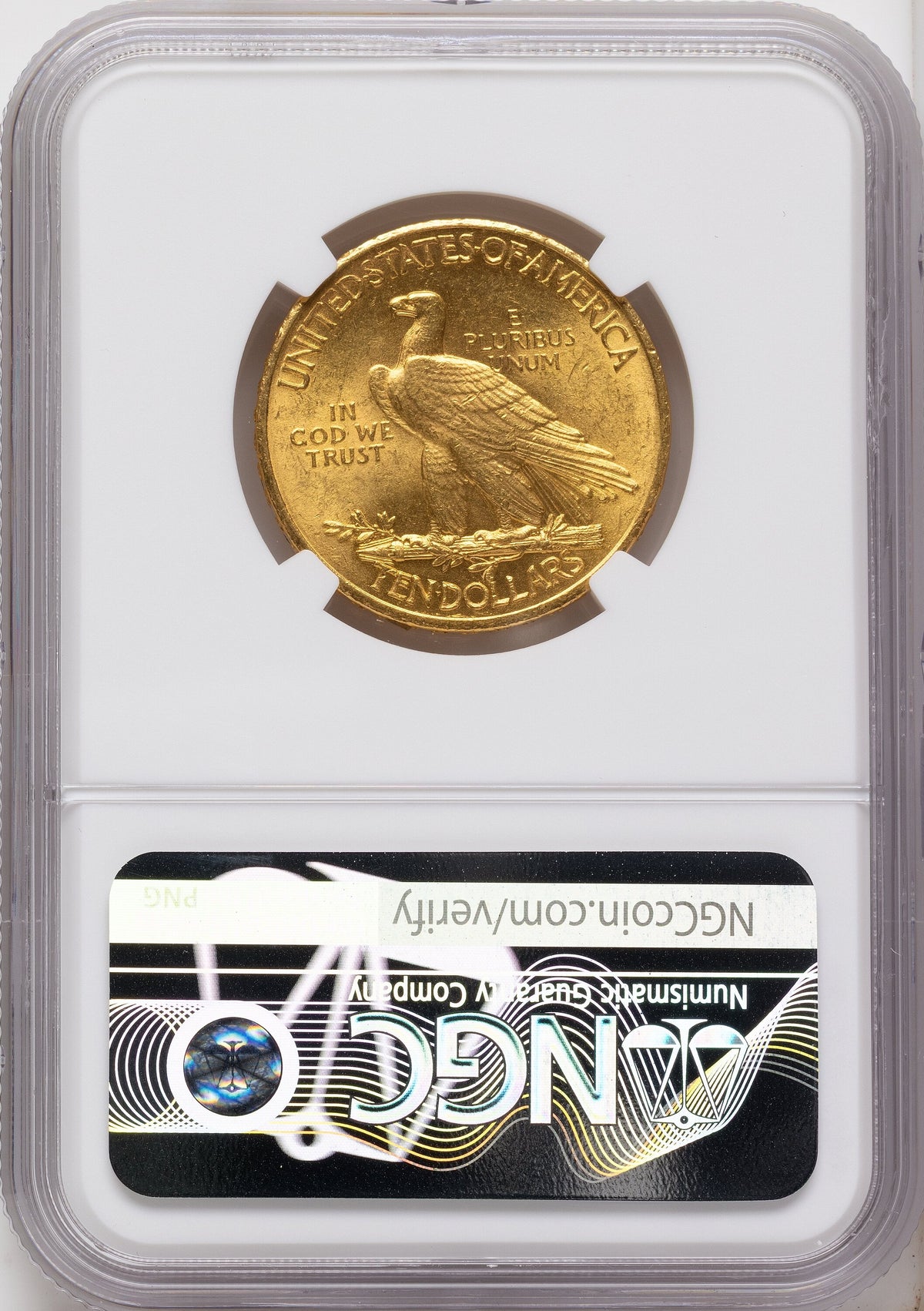1908 $10 MOTTO Indian Eagle NGC MS62