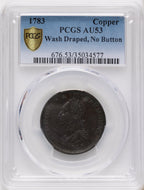 1783 COPPER Washington Draped Bust No Button BN Colonials PCGS AU53