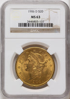 1906-D $20 Liberty Double Eagle NGC MS63