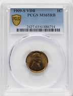 1909-S 1C VDB RB Lincoln Cent PCGS MS65