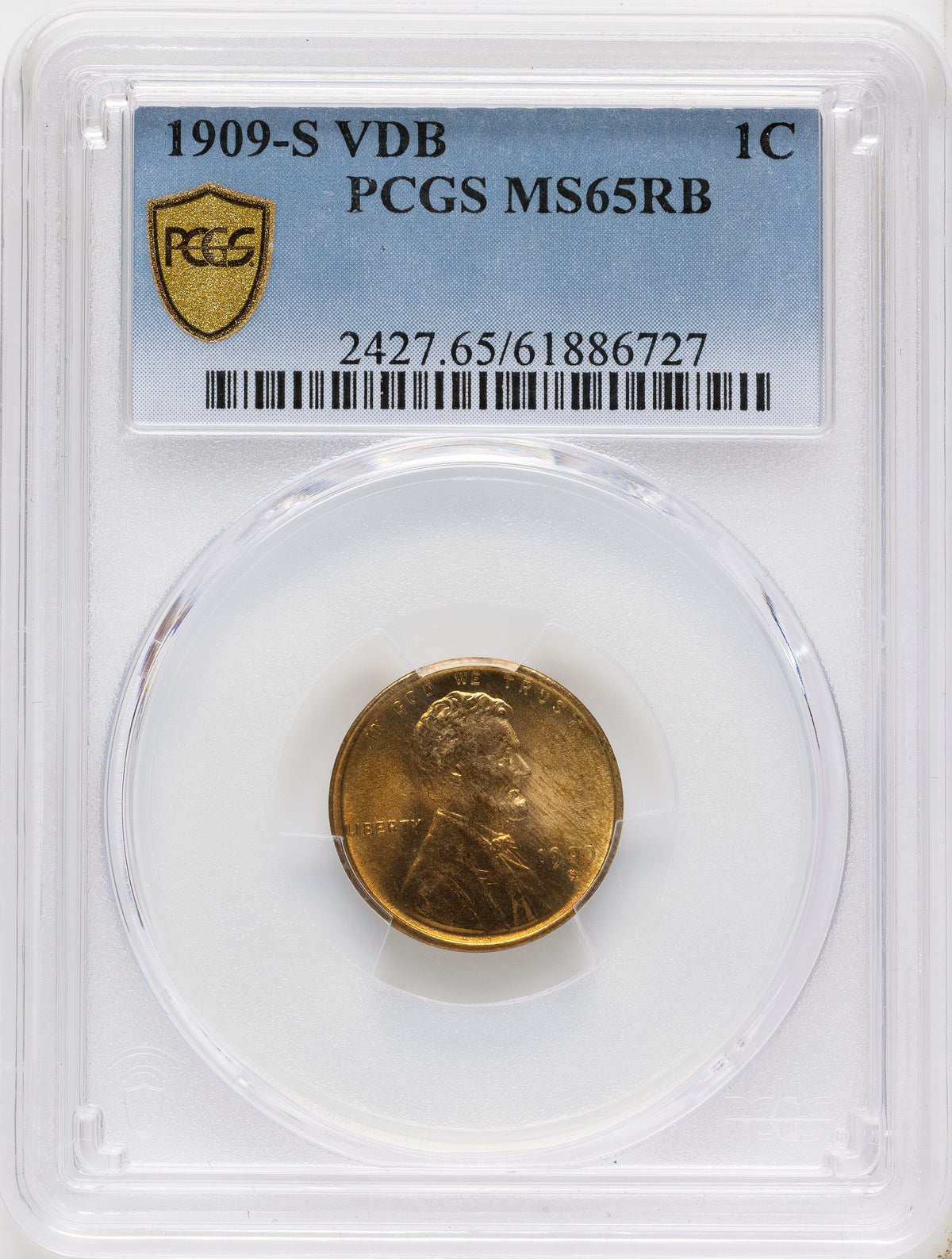 1909-S 1C VDB RB Lincoln Cent PCGS MS65