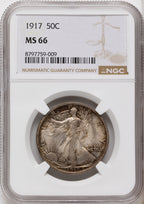 1917 50C Walking Liberty Half Dollar NGC MS66