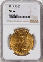 1913-S $20 Saint-Gaudens Double Eagle NGC MS62