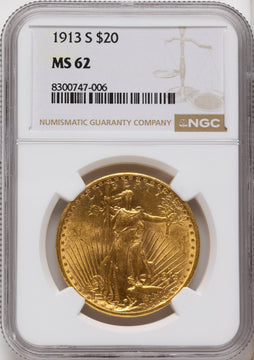 1913-S $20 Saint-Gaudens Double Eagle NGC MS62