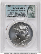 2021 6 Coin Morgan & Peace Dollar Set FDI Morgan/Peace Label PCGS MS70