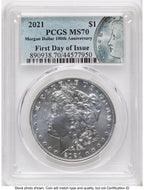 2021 6 Coin Morgan & Peace Dollar Set FDI Morgan/Peace Label PCGS MS70