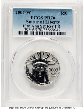 2007-W Reverse Proof Platinum Eagle 1/2 oz Blue Gradient PCGS PR70