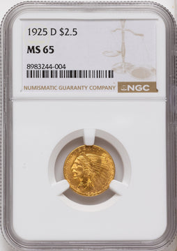 1925-D $2.50 Indian Quarter Eagle NGC MS65