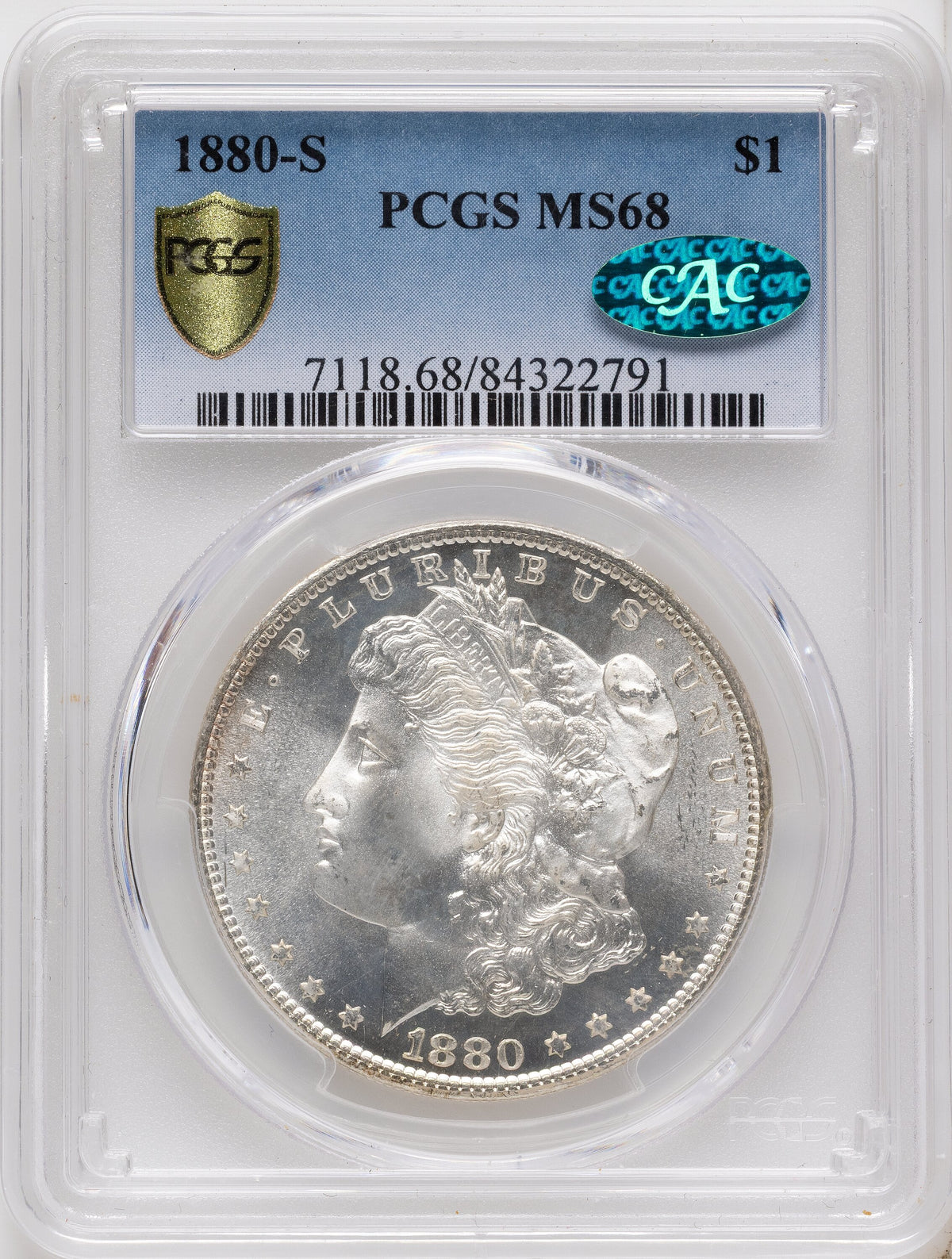 1880-S CAC Morgan Dollar PCGS MS68