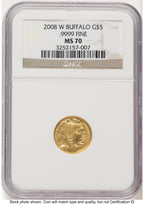 2008-W Burnished Gold Buffalo 1.85 oz Brown Label NGC MS70