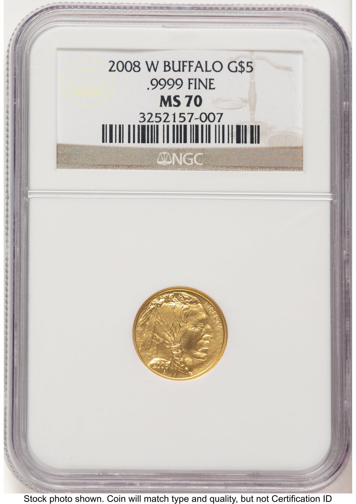 2008-W Burnished Gold Buffalo 1.85 oz Brown Label NGC MS70