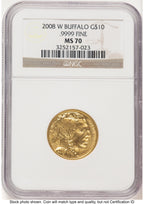 2008-W Burnished Gold Buffalo 1.85 oz Brown Label NGC MS70