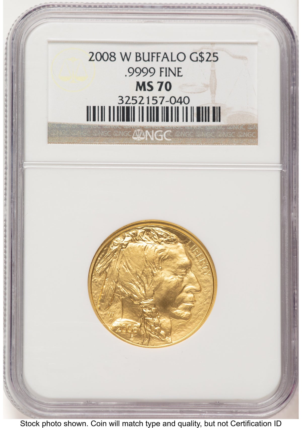 2008-W Burnished Gold Buffalo 1.85 oz Brown Label NGC MS70