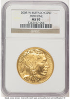2008-W Burnished Gold Buffalo 1.85 oz Brown Label NGC MS70