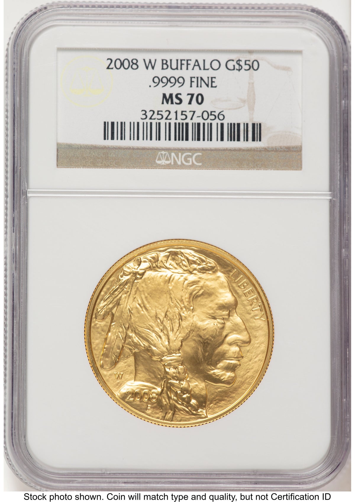 2008-W Burnished Gold Buffalo 1.85 oz Brown Label NGC MS70