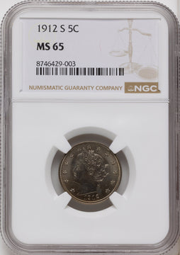 1912-S 5C Liberty Nickel NGC MS65