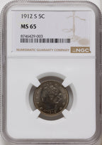 1912-S 5C Liberty Nickel NGC MS65