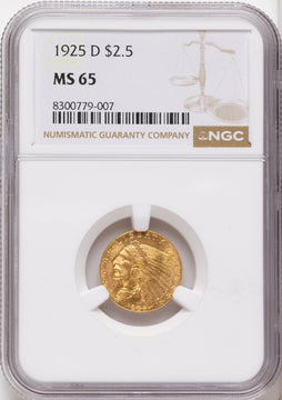 1925-D $2.50 Indian Quarter Eagle NGC MS65