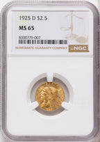 1925-D $2.50 Indian Quarter Eagle NGC MS65