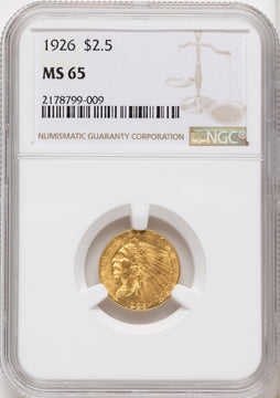 1926 $2.50 Indian Quarter Eagle NGC MS65