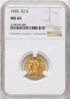 1926 $2.50 Indian Quarter Eagle NGC MS65