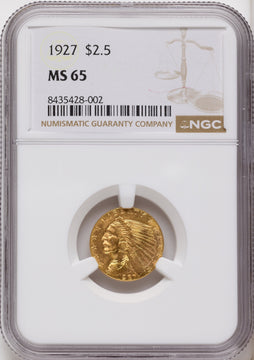 1927 $2.50 Indian Quarter Eagle NGC MS65