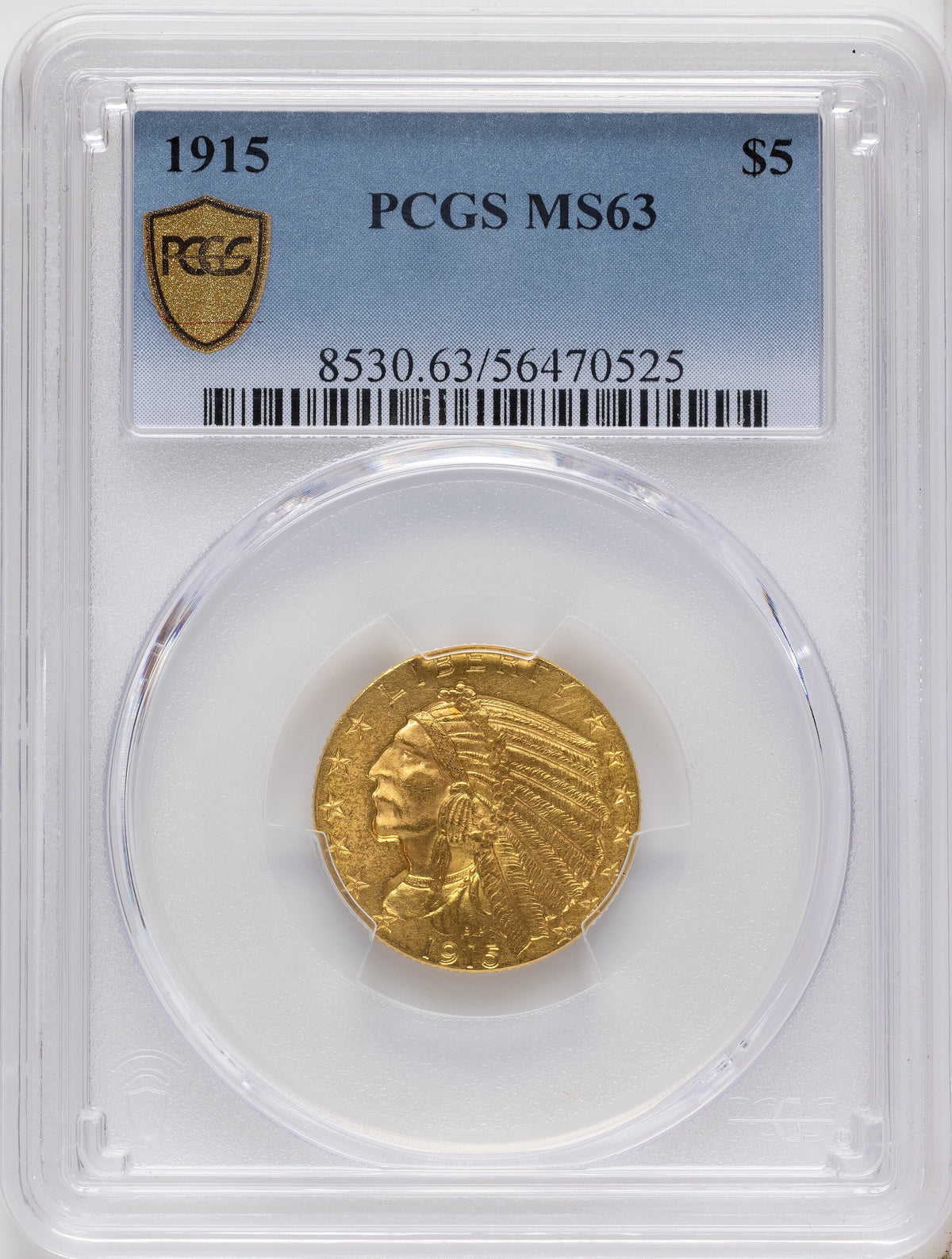 1915 $5 Indian Half Eagle PCGS MS63