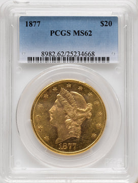 1877 $20 Liberty Double Eagle PCGS MS62