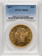 1877 $20 Liberty Double Eagle PCGS MS62