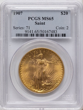 1907 $20 Saint Saint-Gaudens Double Eagle PCGS MS65