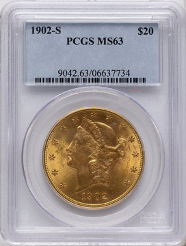 1902-S $20 Liberty Double Eagle PCGS MS63