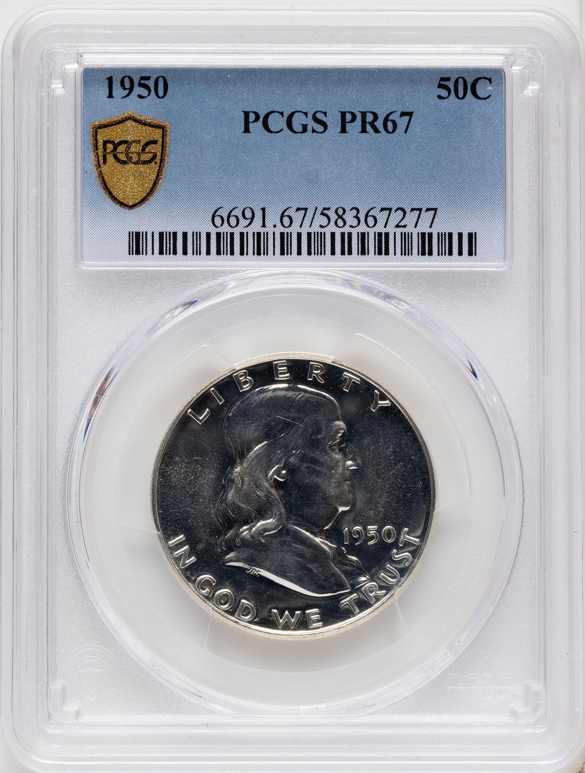 1950 50C Proof Franklin Half Dollar PCGS PR67