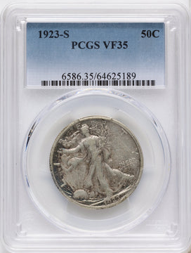 1923-S 50C Walking Liberty Half Dollar PCGS VF35