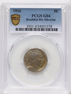 1916 Doubled Die Obverse Buffalo Nickel PCGS G4