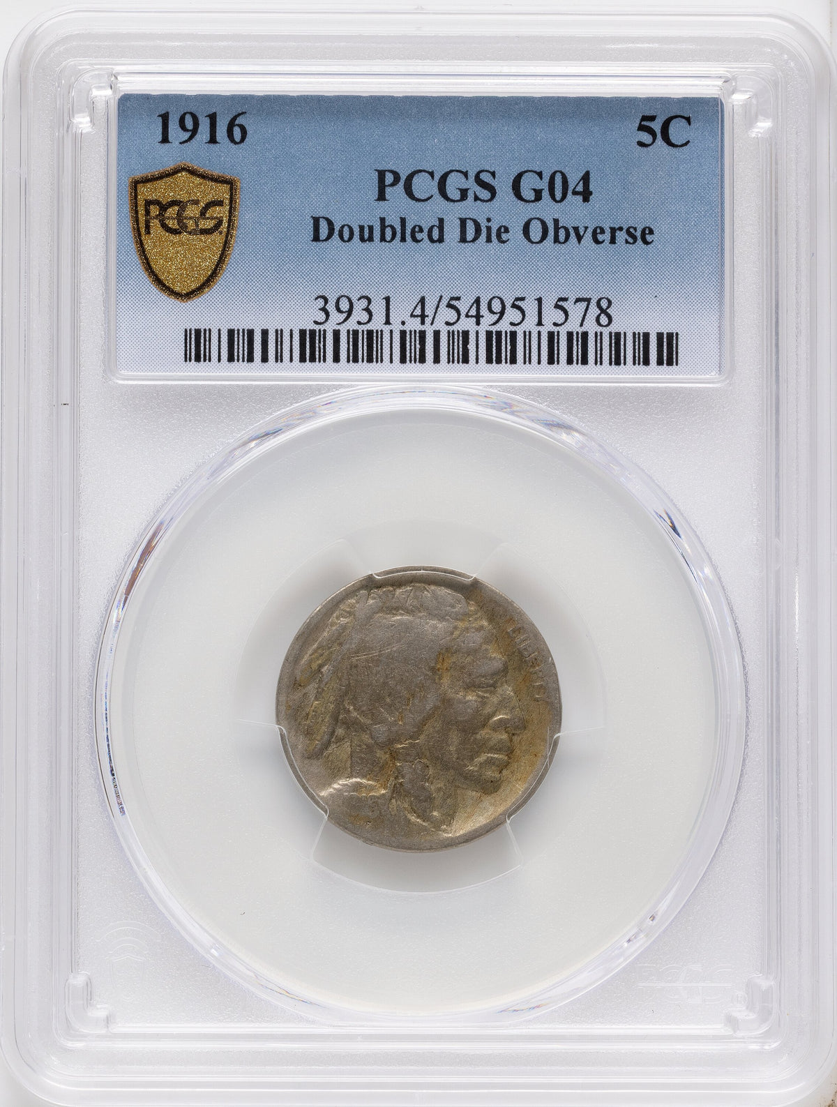 1916 Doubled Die Obverse Buffalo Nickel PCGS G4